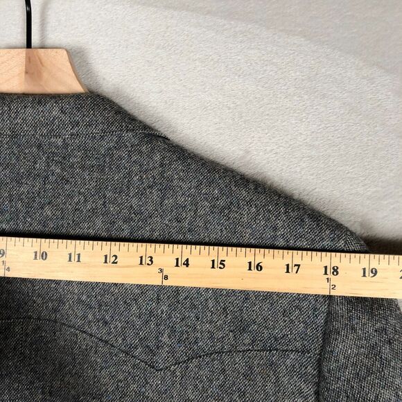 VTG FARAH WESTERNWEAR Blazer Sport Jacket Men's 40L Gray Wool Elbow Patch Tweed - Picture 14 of 16